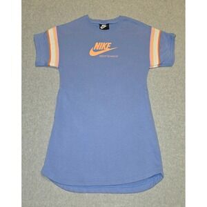 Y2K Nike Sportswear T-Shirt Dress Kids Size S Blue Orange Stripes Logo Casual
